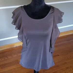 THE LIMITED Women Blouse Top Ruffle Medium Brown